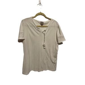 Chicos‎ Top Womens 3 US XL White Tshirt Blouse Short Sleeve Casual Ladies